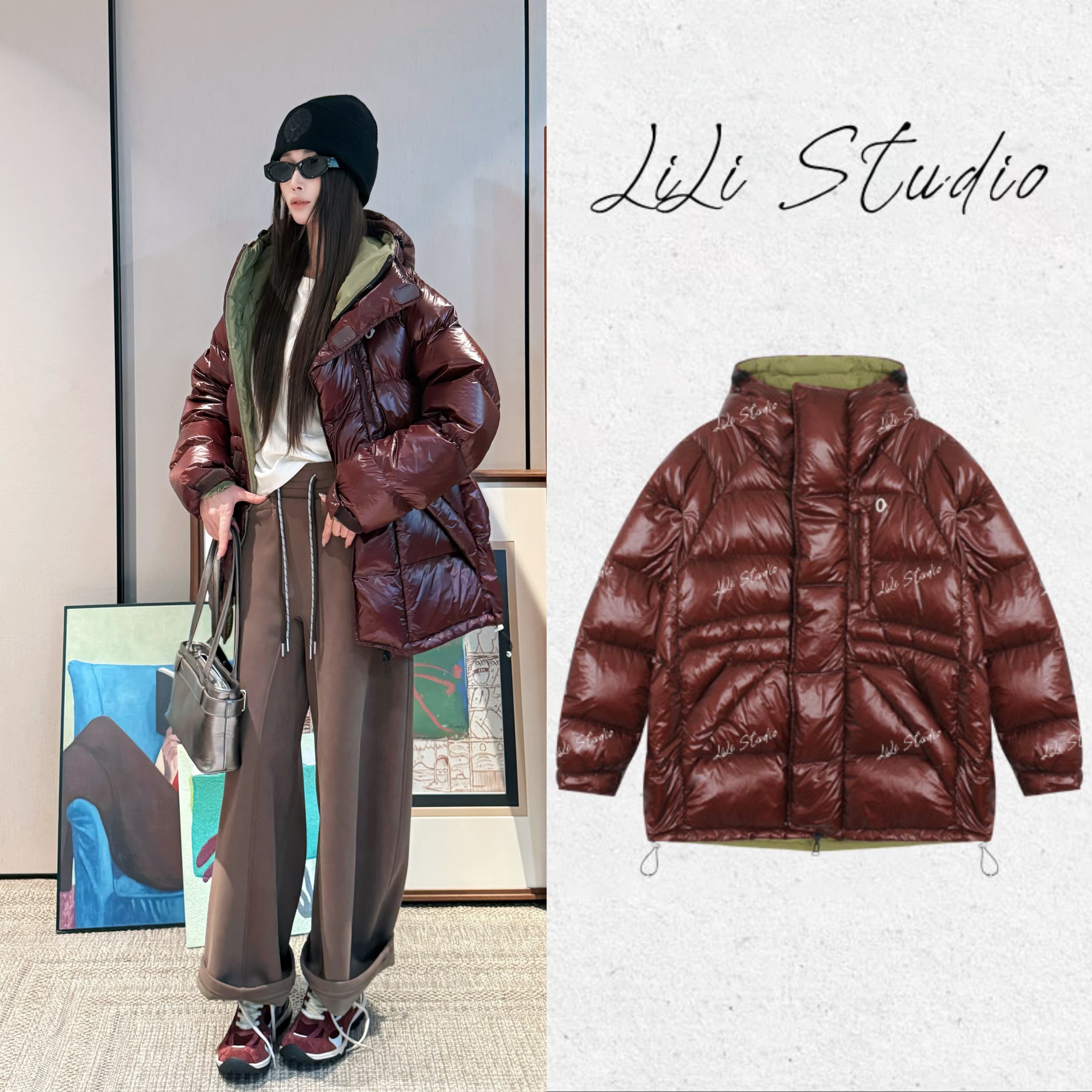 PCNY丨不理理「寒川暖羽」立领连帽高克重保暖设计感90鸭绒服