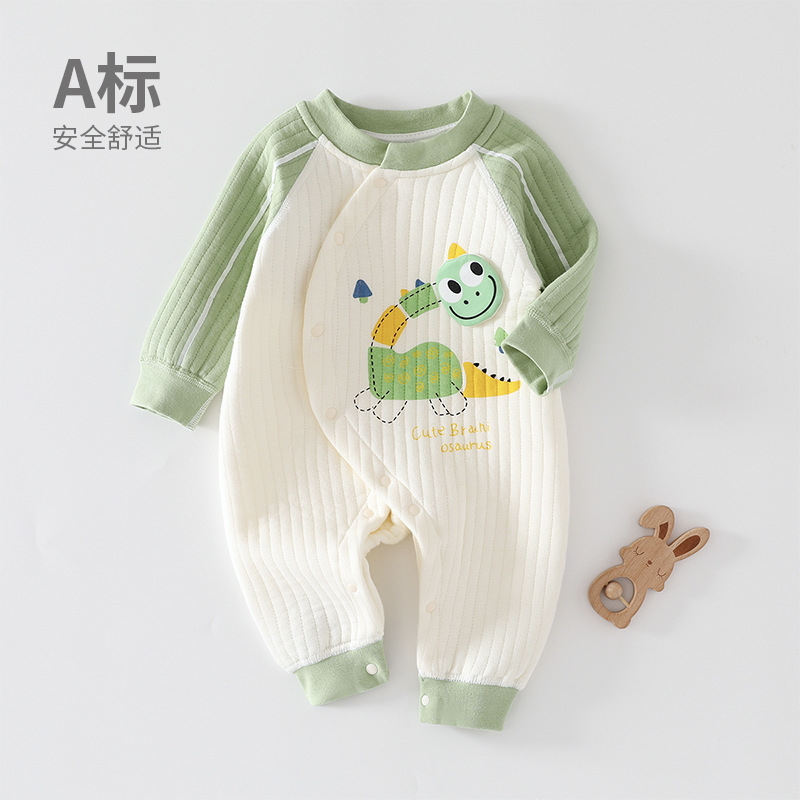 婴儿保暖连体衣秋冬款贴身宝宝衣服夹棉6一12月a类冬季1岁秋装男3
