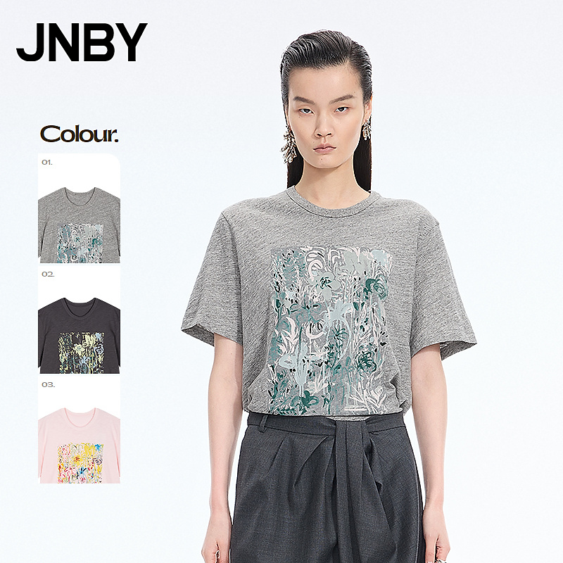 【商场同款】JNBY/江南布衣26春新品T恤宽松圆领短袖5Q1112760