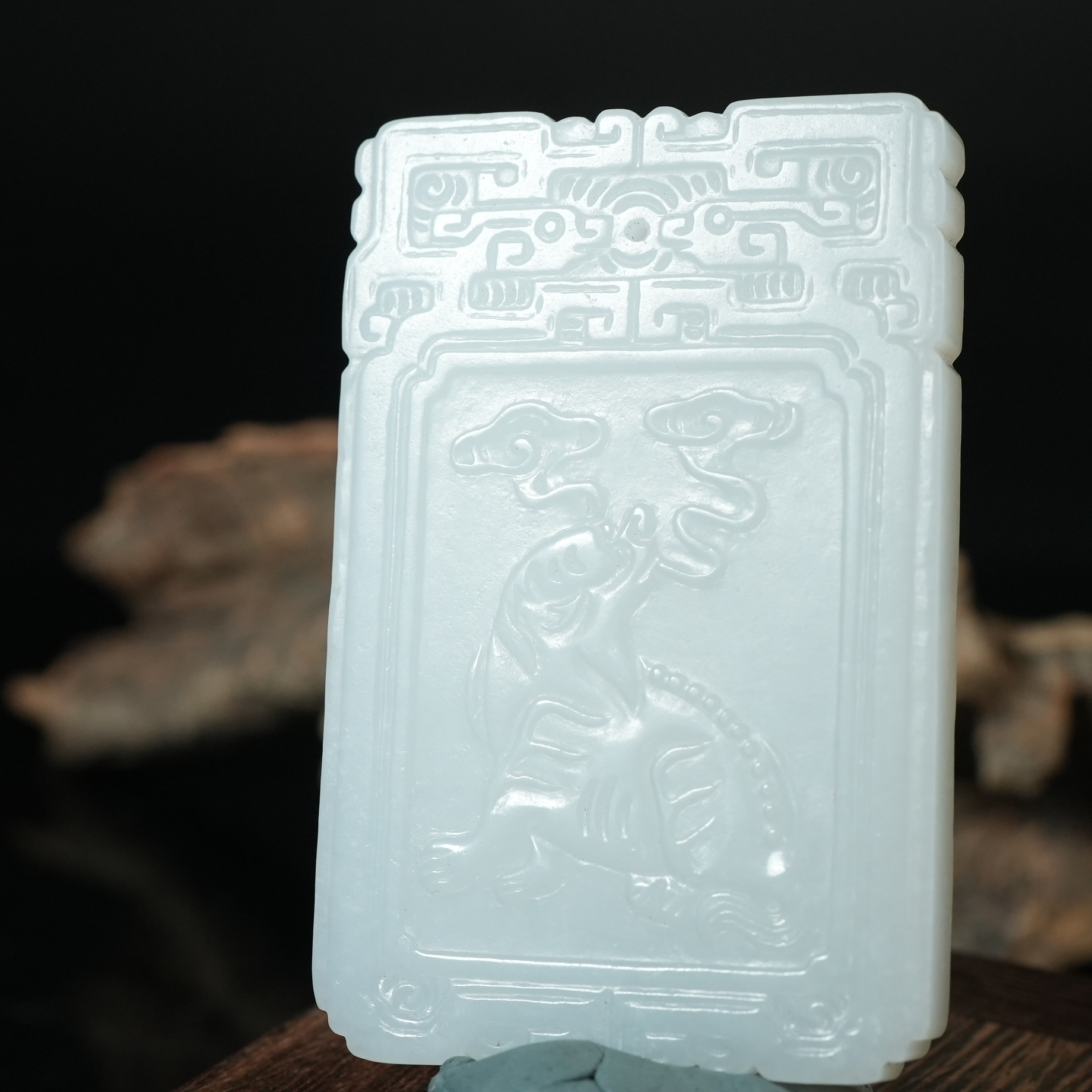 清代和田玉受天百禄麒麟牌【华豫之门】LLFF2501112027