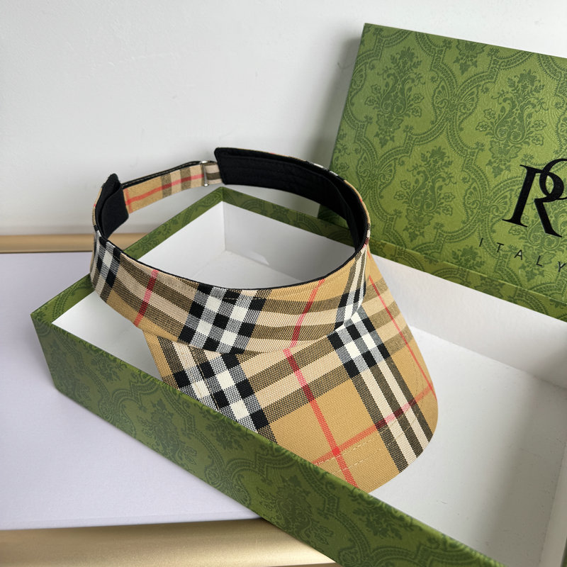 2025新款轻奢空顶宽檐帽子夏季太阳帽无顶格子男女士卷边格纹