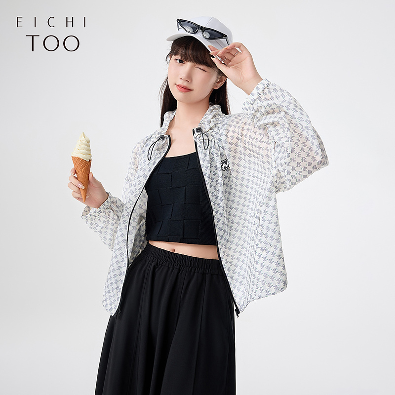 A爱居兔夏宽松廓形基础百搭立领夹克防晒外套EWJAJ2N001A