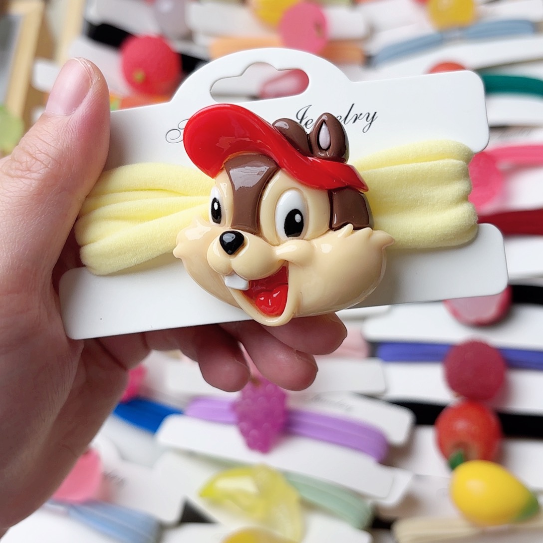 布艺非金属花色帽子卡通发绳