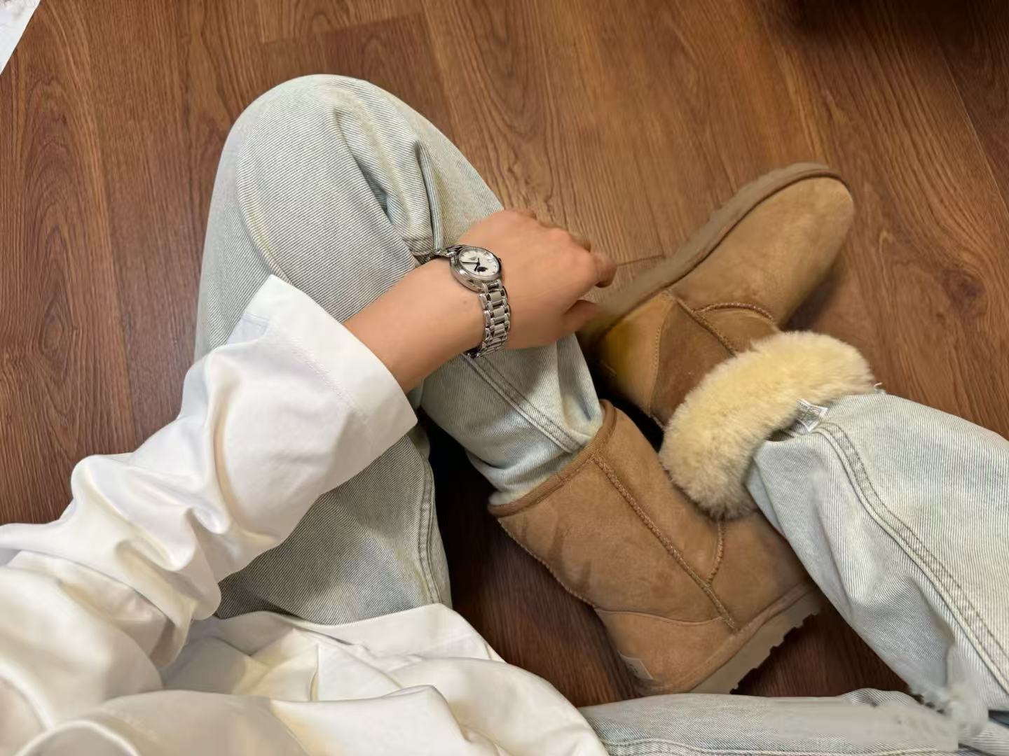 【5825薄底】桑坡皮毛一体雪地靴时尚百搭