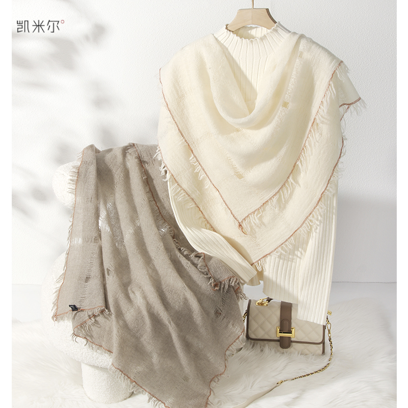 2025新品100%羊毛镂空网眼方巾YRW5002