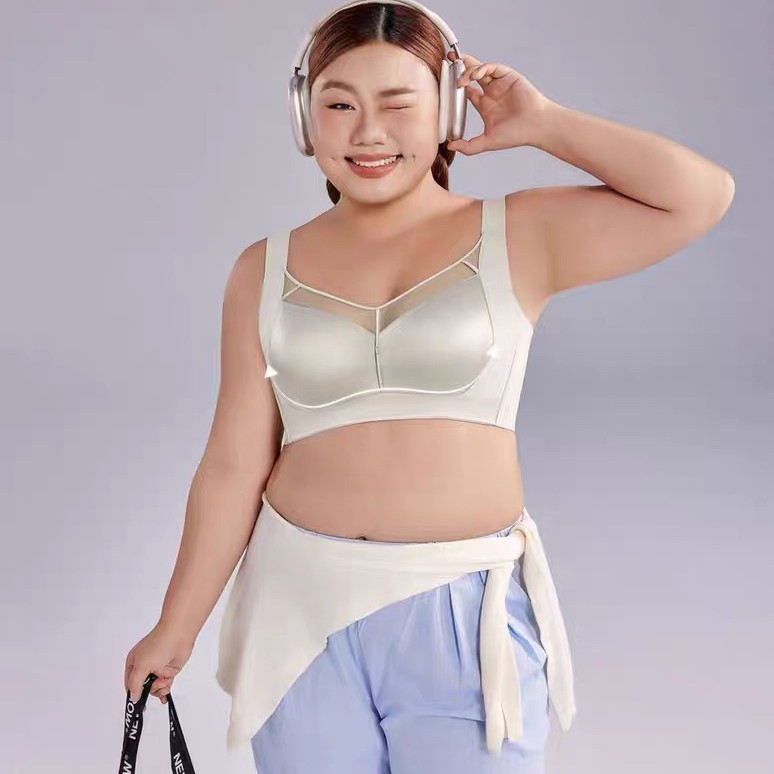 大胸显小防下垂收副乳调整型内衣D杯聚拢大码运动舒适女士透气