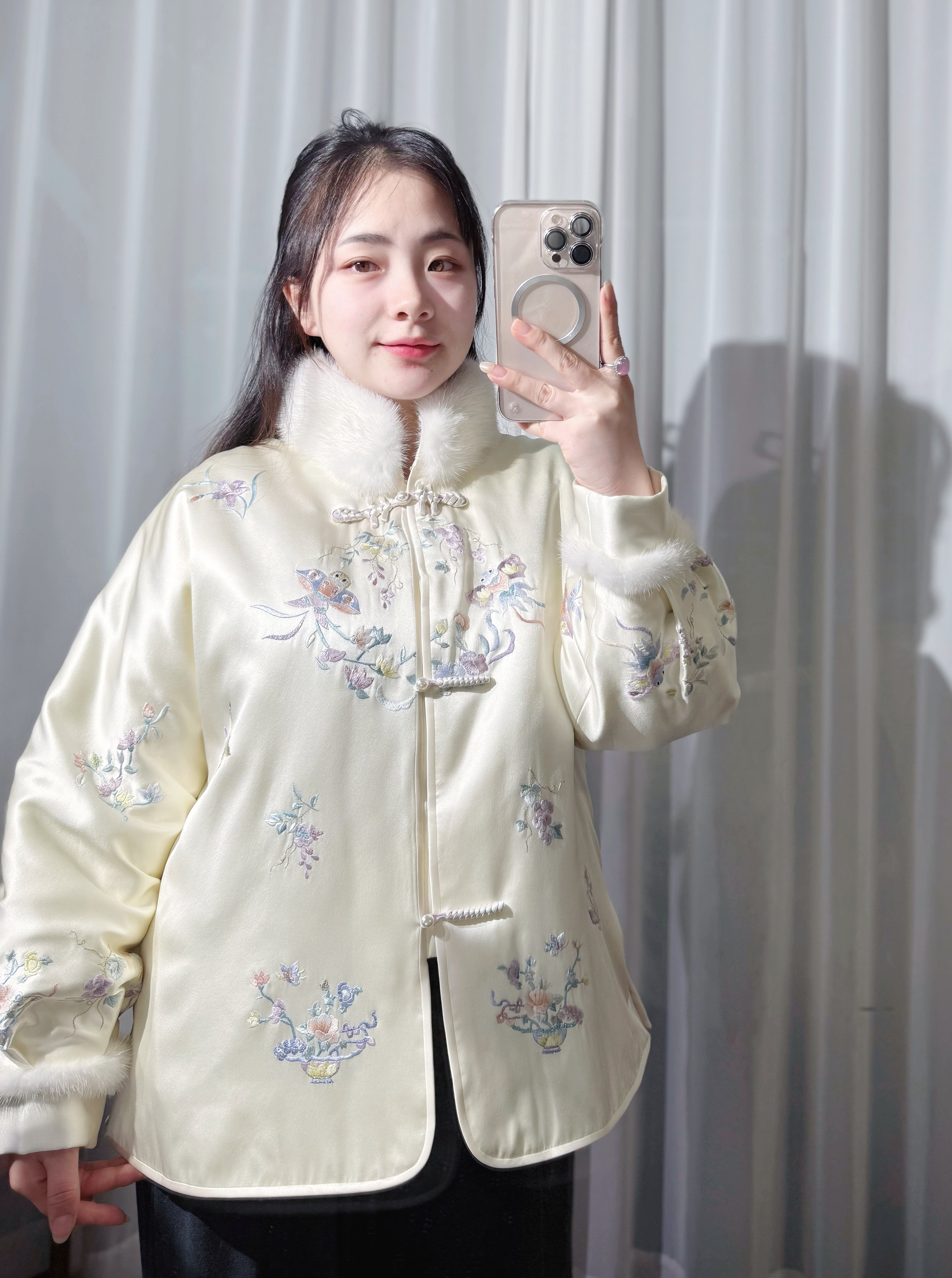 【阅聆 · 草长莺飞】冬季新款桑蚕丝手工苏绣国风新中式气质太太服