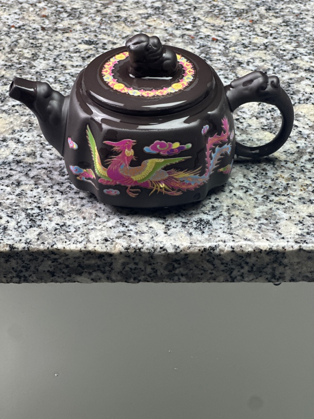 原矿紫砂四方龙凤紫砂壶 ZJW