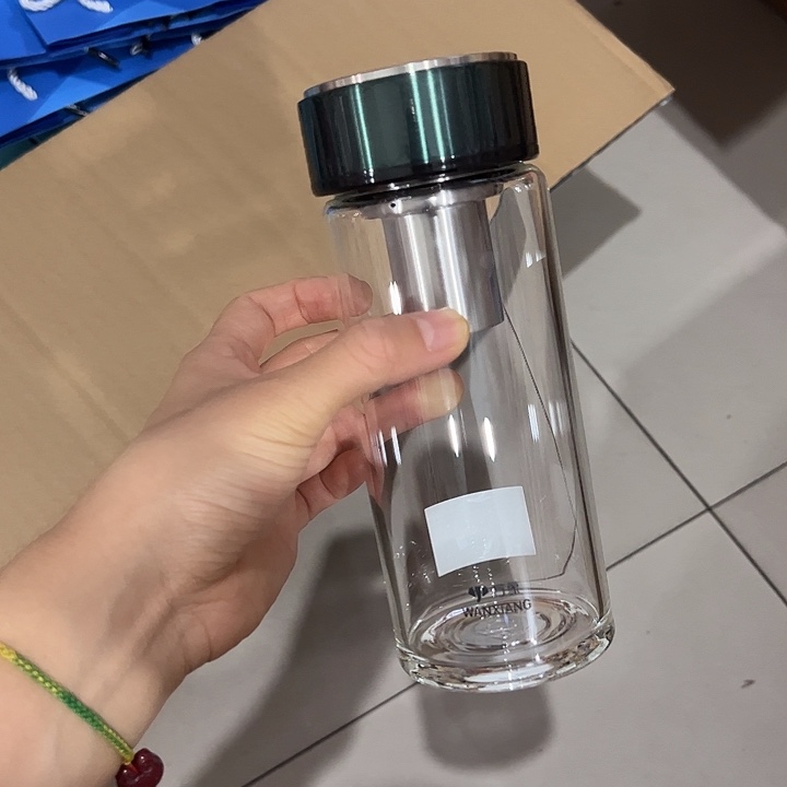 万象u265绿色单层烫手玻璃杯470➕杯套