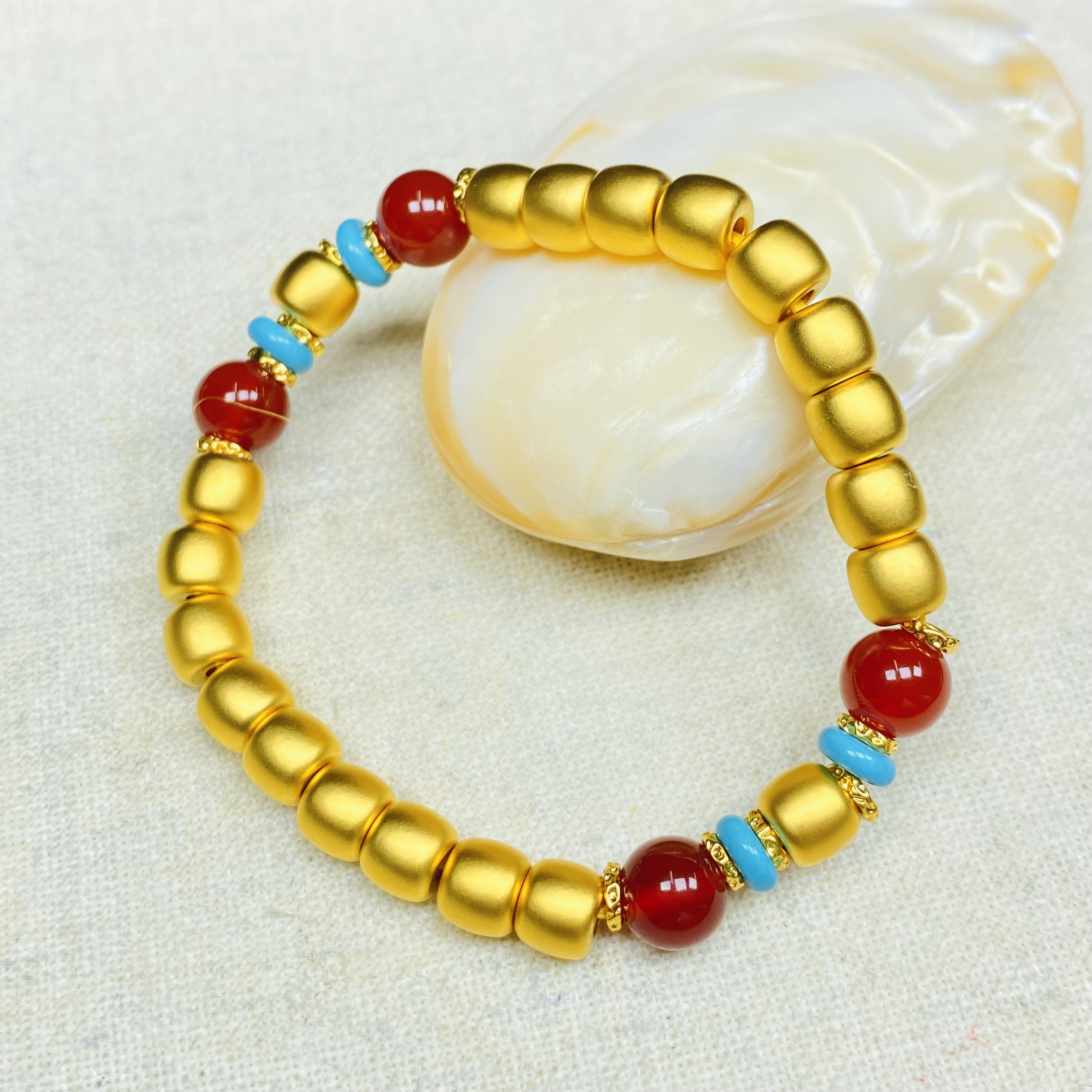 手链 手链 K0391经典黄色桶珠手链多样性发货49223