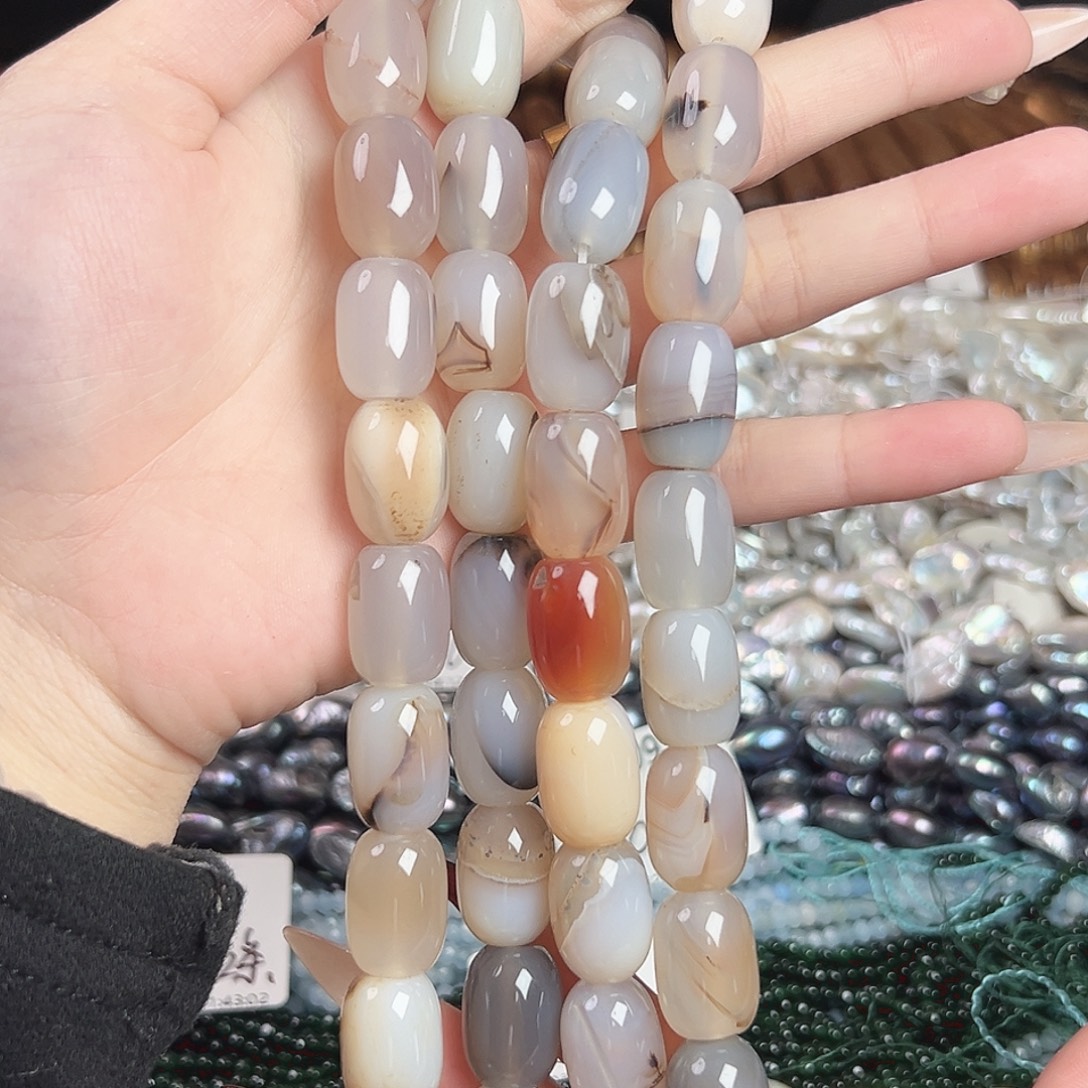 玛瑙/玉髓合金珠宝半成品a410 18*13m 日出东方荔枝冻一条