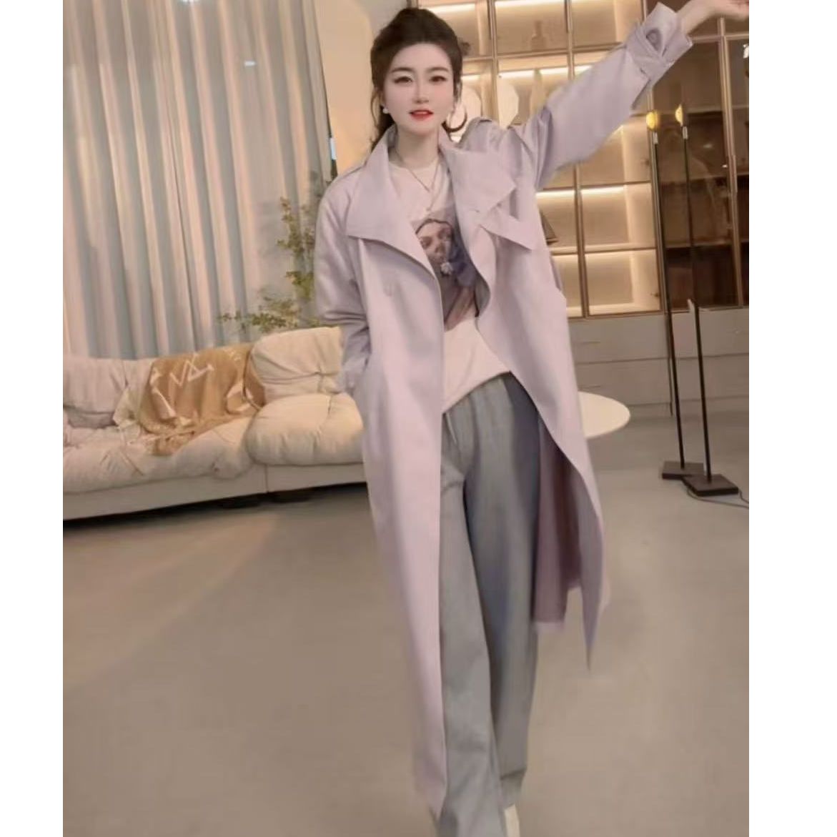 『简约都市H』时尚气质百搭时尚风衣18013