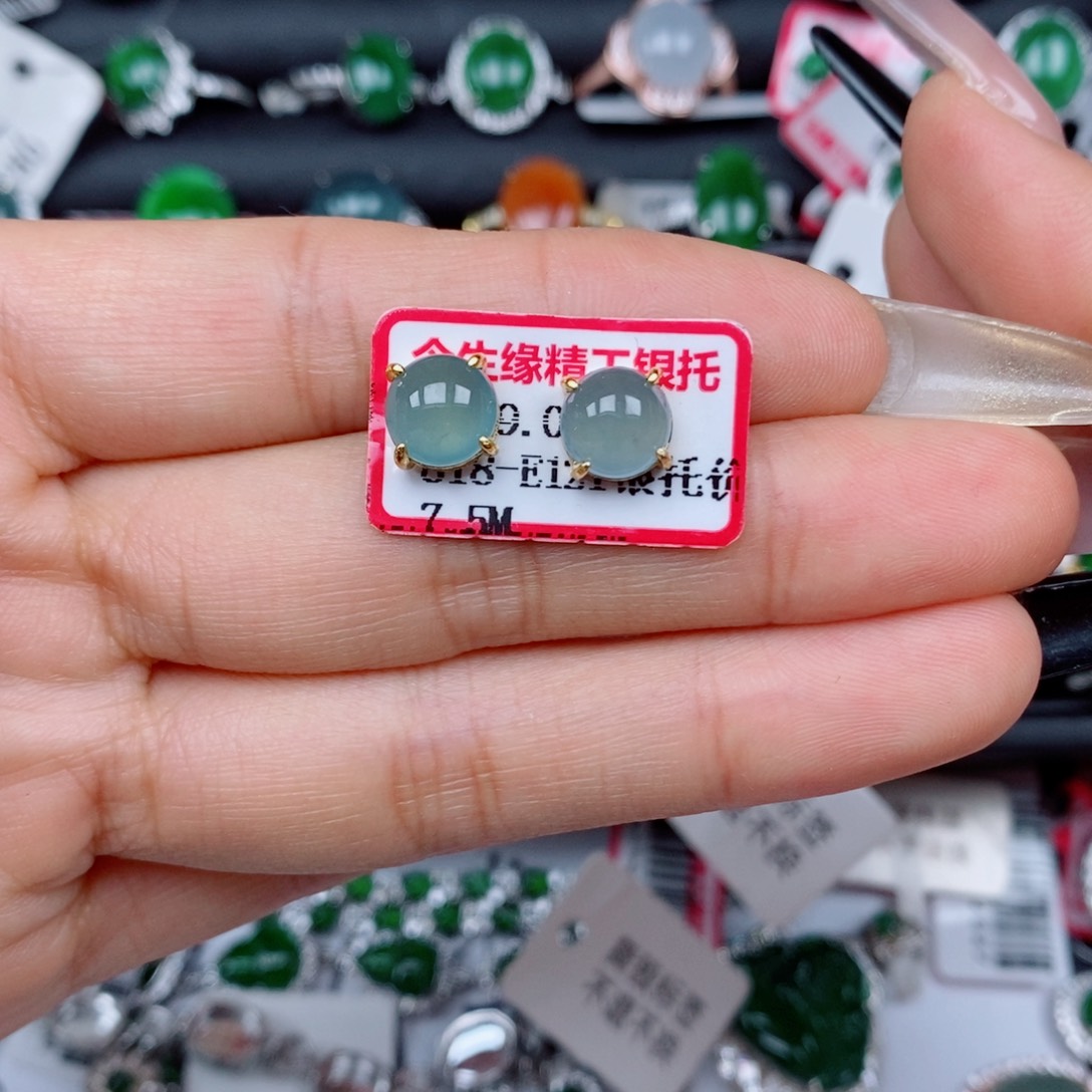 翡翠戒指银S925镶嵌戒指