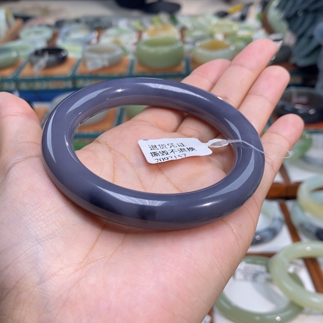 和田玉未镶嵌手镯和田玉帝王紫5859