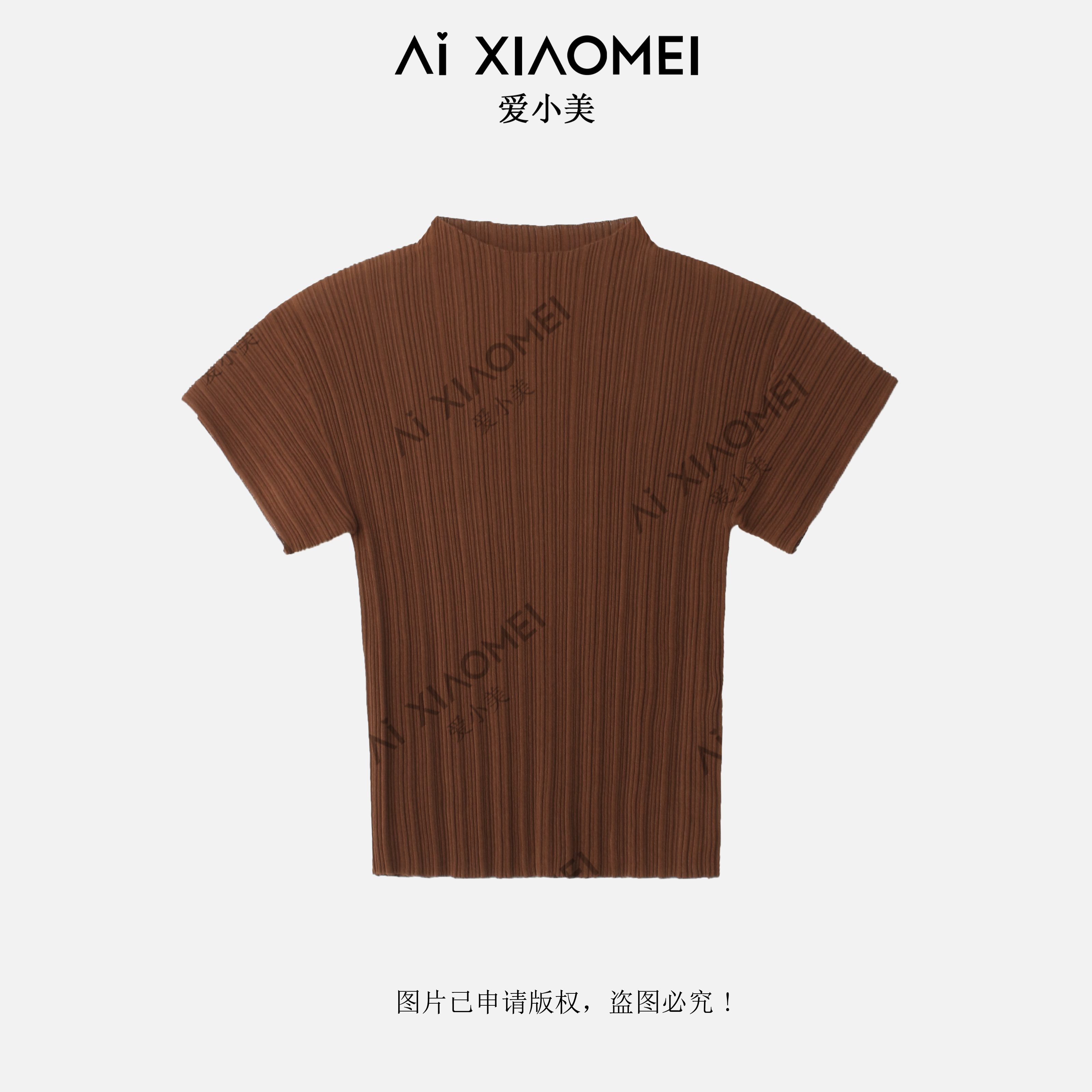 轻奢显瘦小烟管领修身条纹肌理感醋酸精梳棉短袖T恤SY-1733