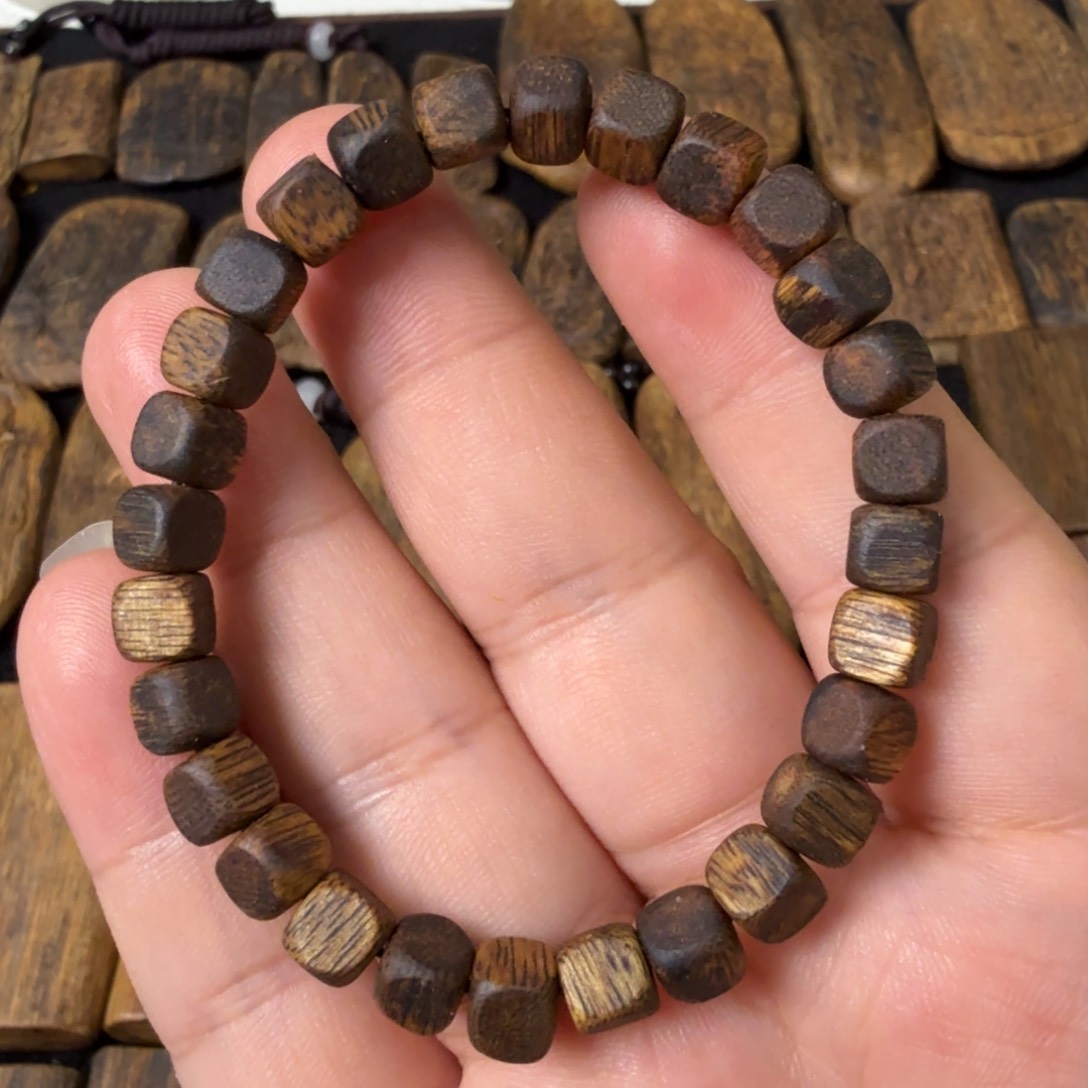 沉香手串奇楠沉香卡6方糖珠单圈手串一条