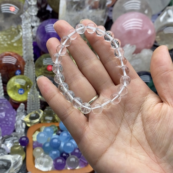 石材天然白水晶手串