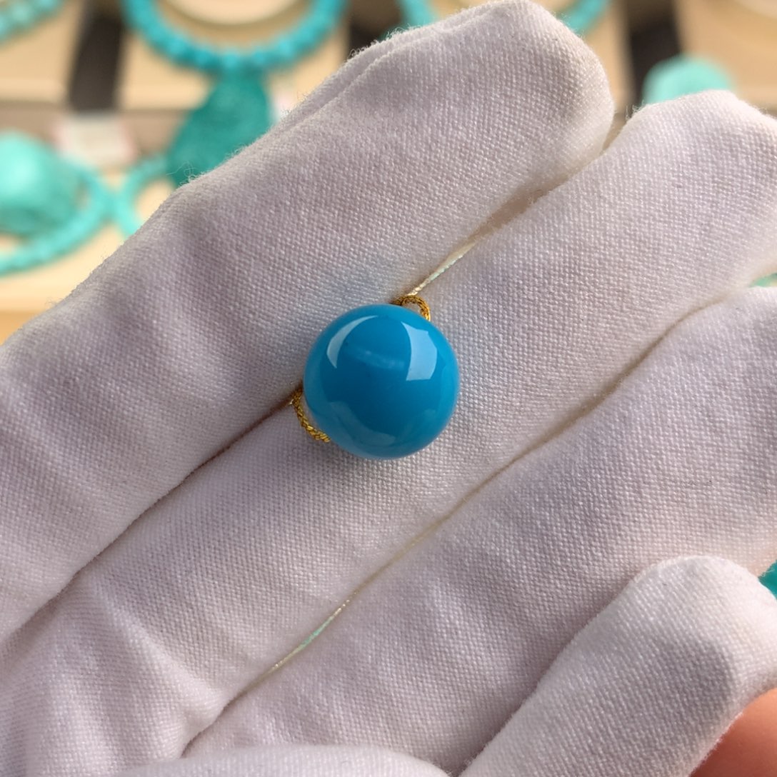 绿松石珠宝奇石未镶嵌11.9mm