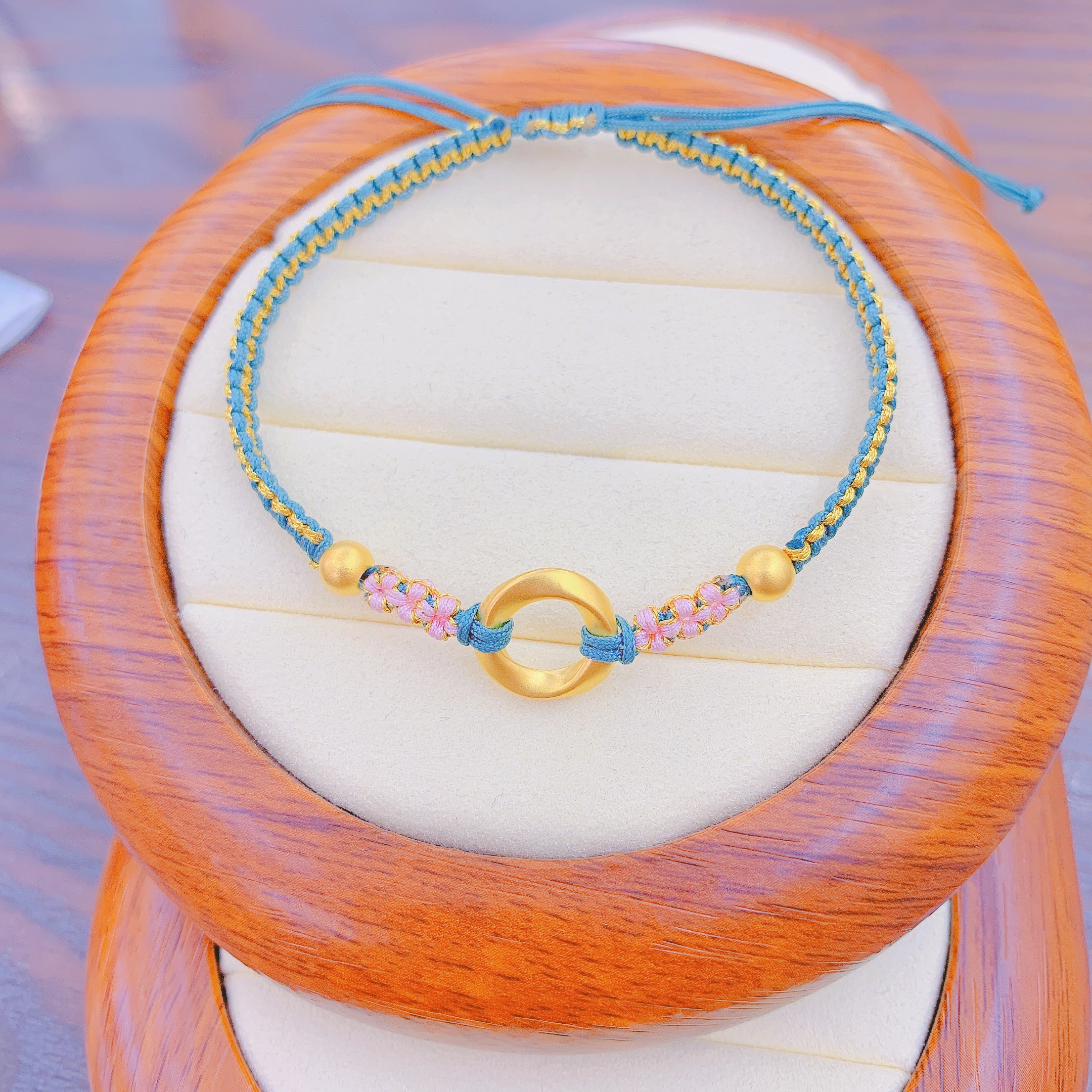 足金999莫比乌丝环手工编绳环环相扣