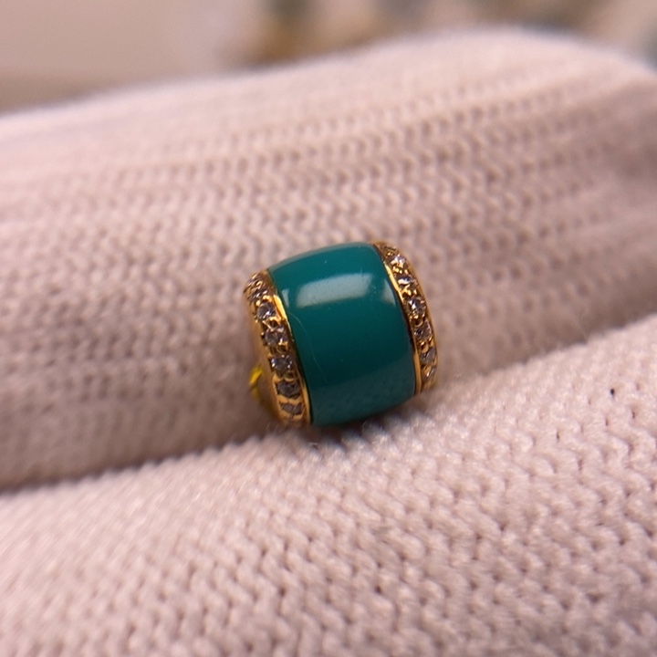 18K金镶嵌绿松石珠宝奇石汉堡珠6.9mmAA506