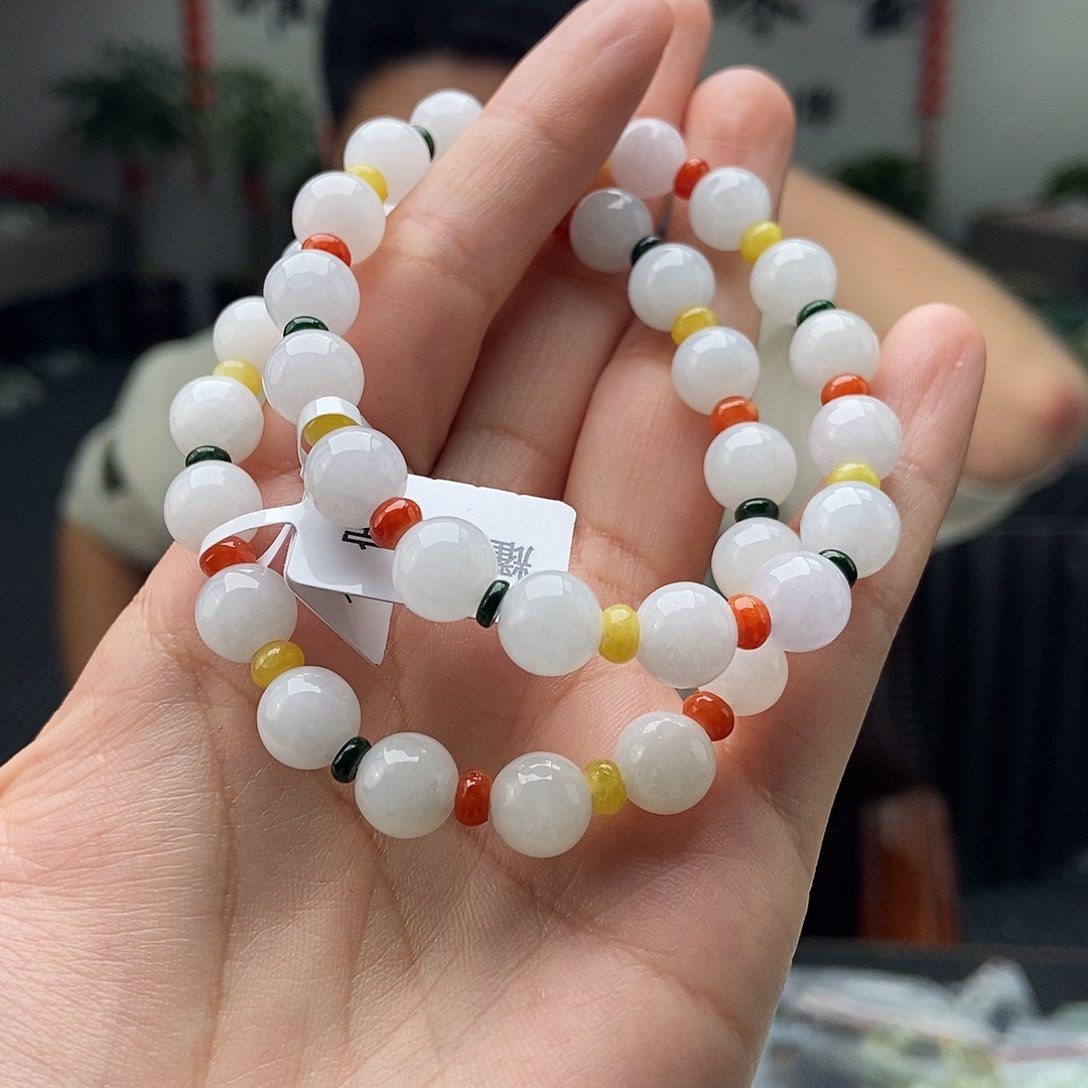 翡翠手链未镶嵌颜色多样性发拍一发一