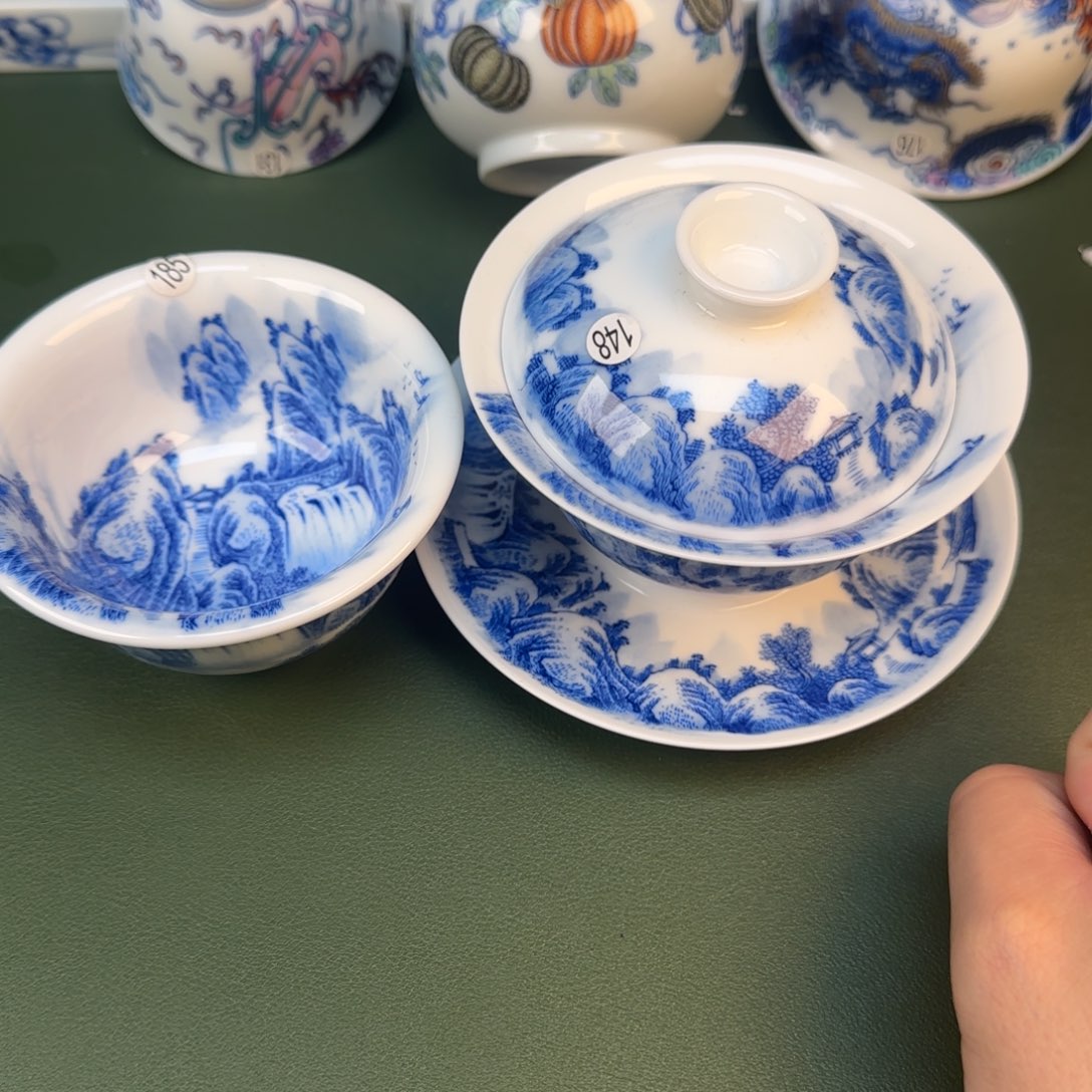 彦祖纯手工手绘茶具两件套