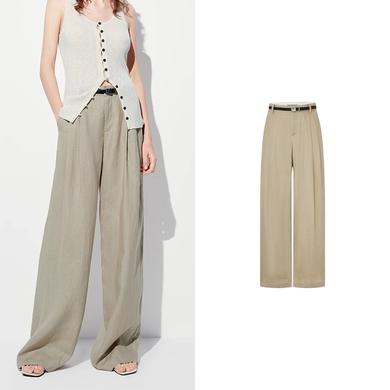 COCOFEFH 【摩家订单】2025夏新品宽松长直筒通勤休闲裤Z5709