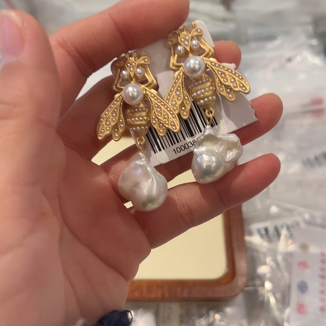 淡水珍珠耳饰合金