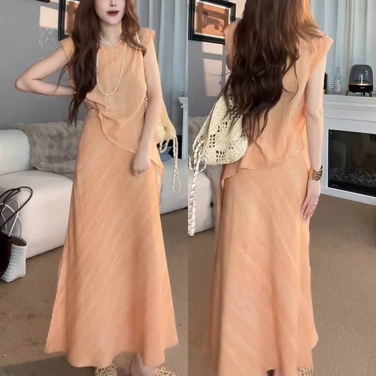 时尚百搭上衣气质显瘦半身裙夏季新款2025韩版修身温柔法式两件套