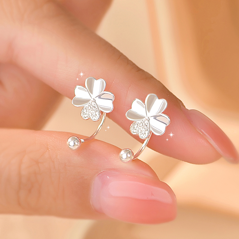 足银耳饰 999纯银耳钉四叶草耳环2025年新款爆款幸运草养耳洞耳饰