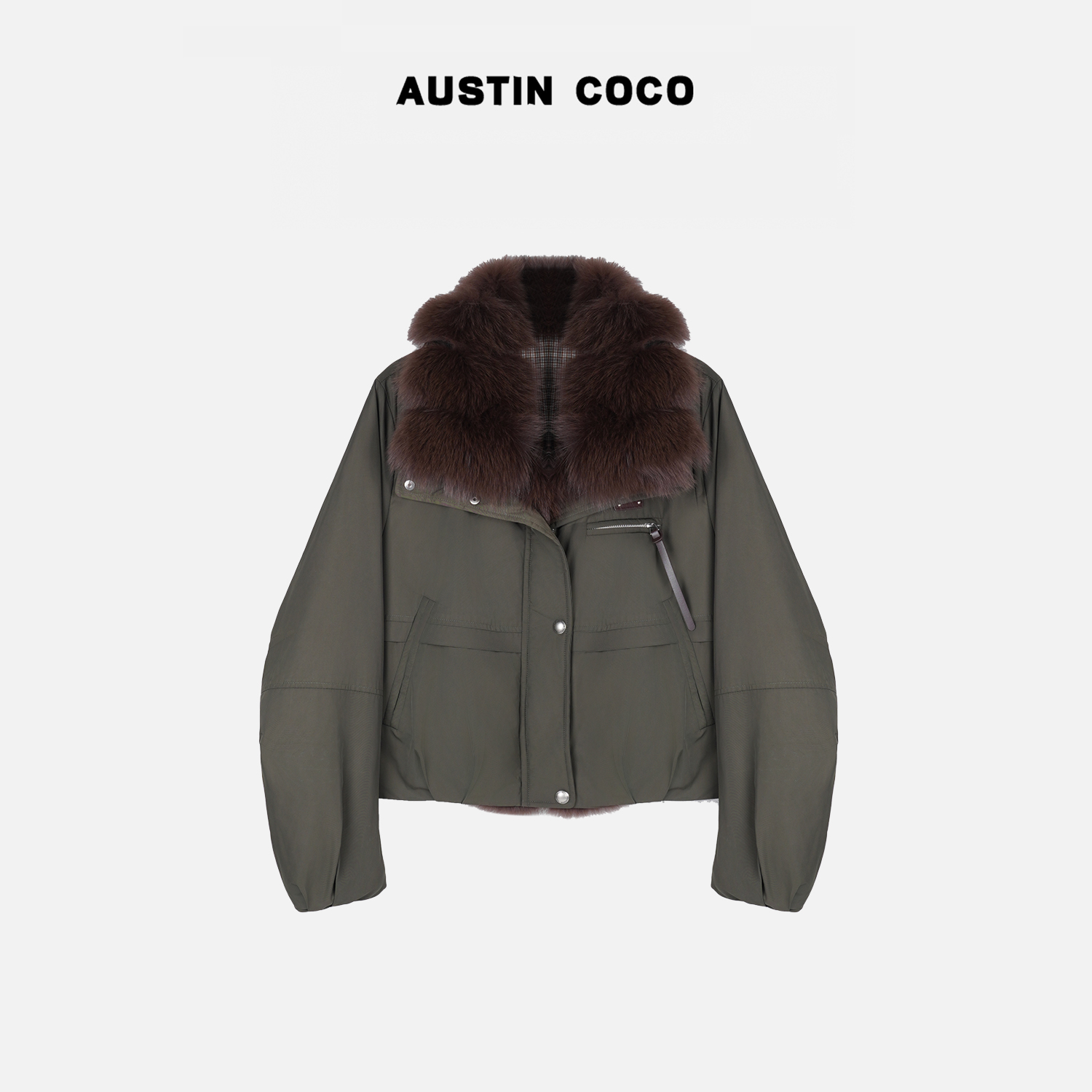 AUSTIN COCO2025年新款女装短款空军服90白鹅绒羽绒外套【Y69053】