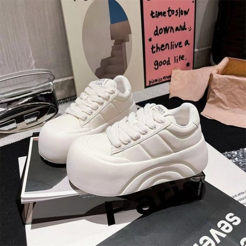 卓诗尼【断码】韩版松糕厚底增高小白鞋女大头小众ins潮板鞋丑萌面