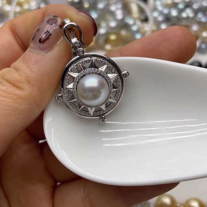 海水珍珠吊坠(不含链)银S925镶嵌