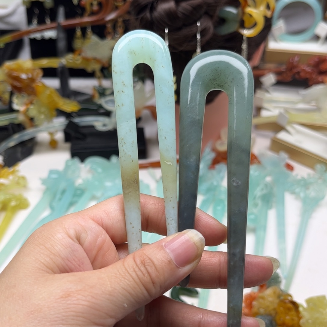 蛇纹石玉发饰合金