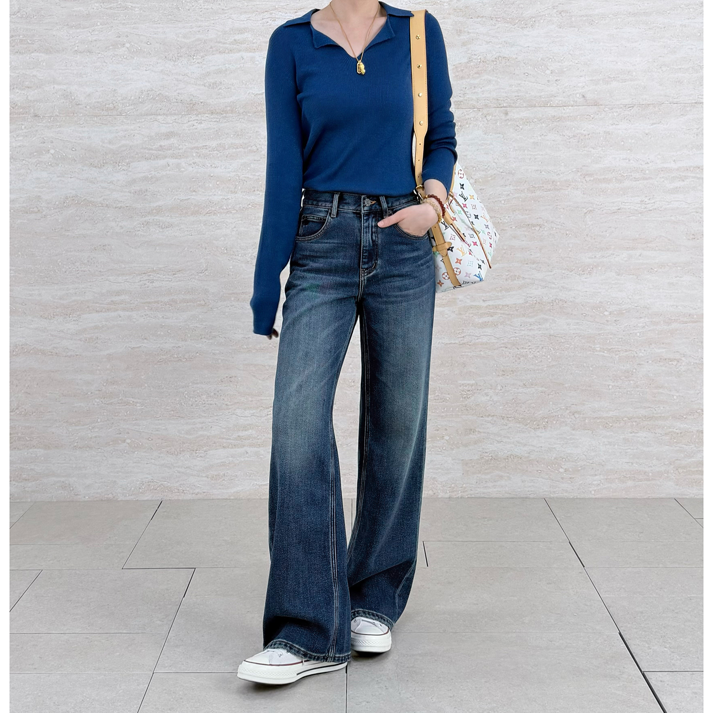 薄绒花匣子牛仔裤官方旗舰店2025秋冬新款高个子宽松阔腿裤70357