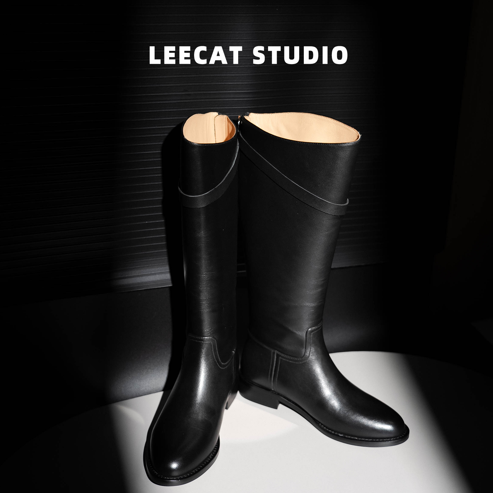 LeeCat Studio| 2025年秋季新款真皮长筒靴英伦风高筒骑士靴女
