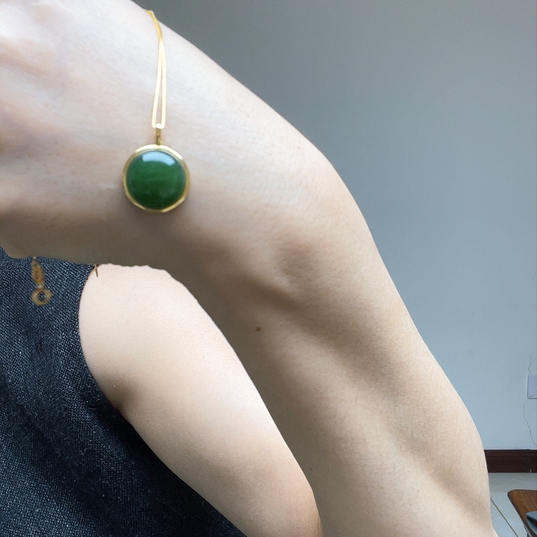 和田玉颈饰银S925镶嵌