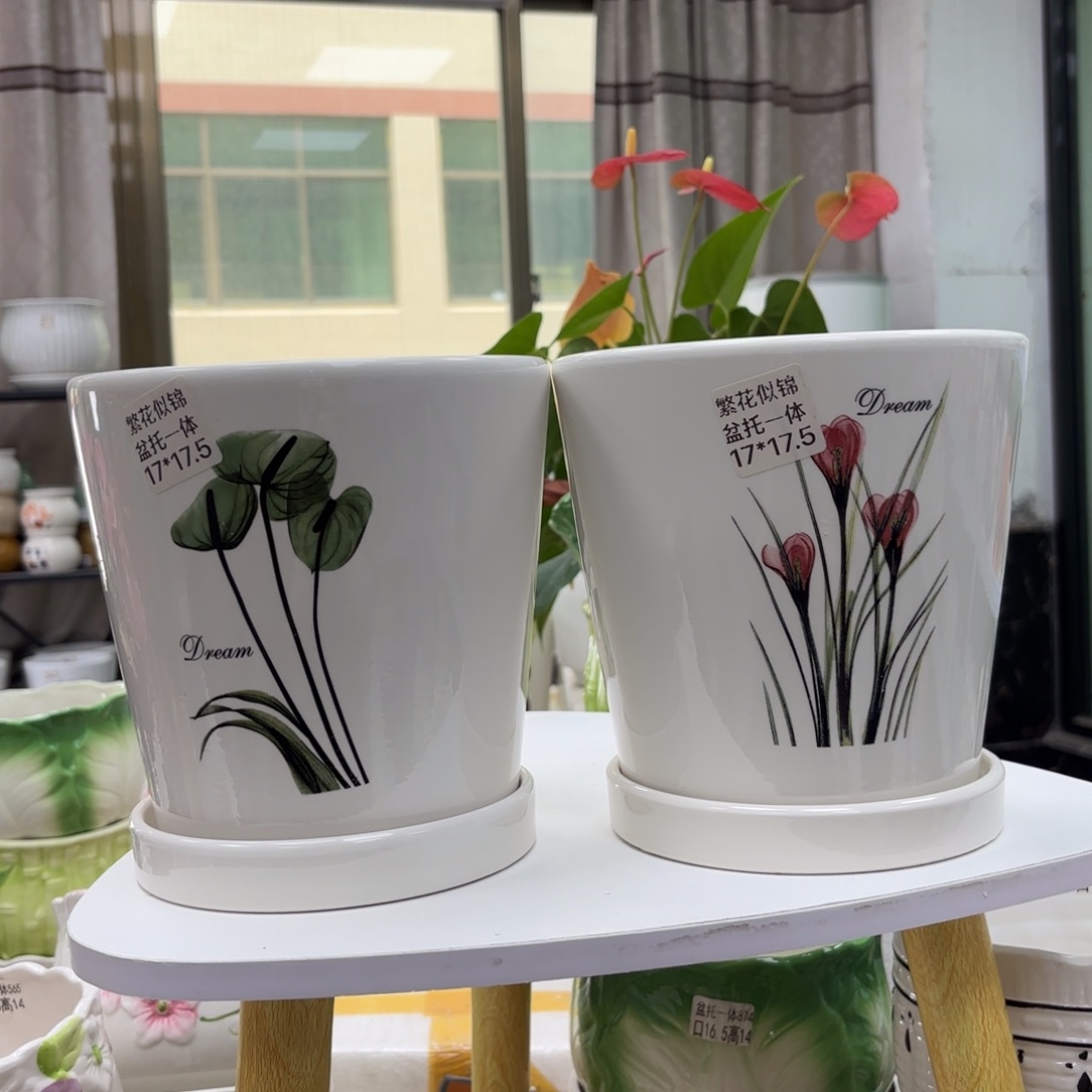 @夏西陶瓷花盆@@繁花似锦