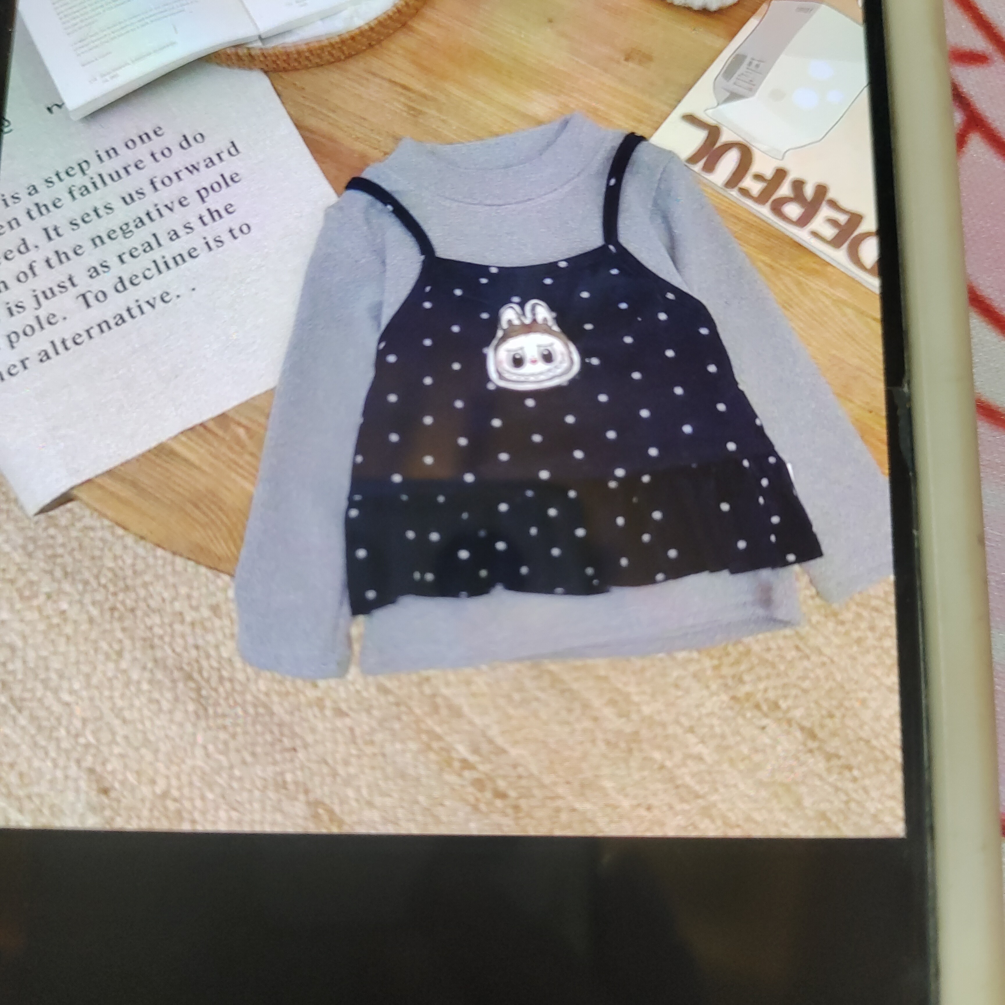 格子加绒假两件时尚童装女加绒加厚款冬季小童打底衫