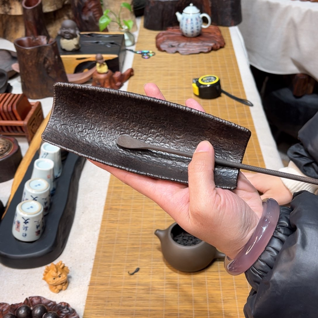 紫光檀茶则茶拨手工