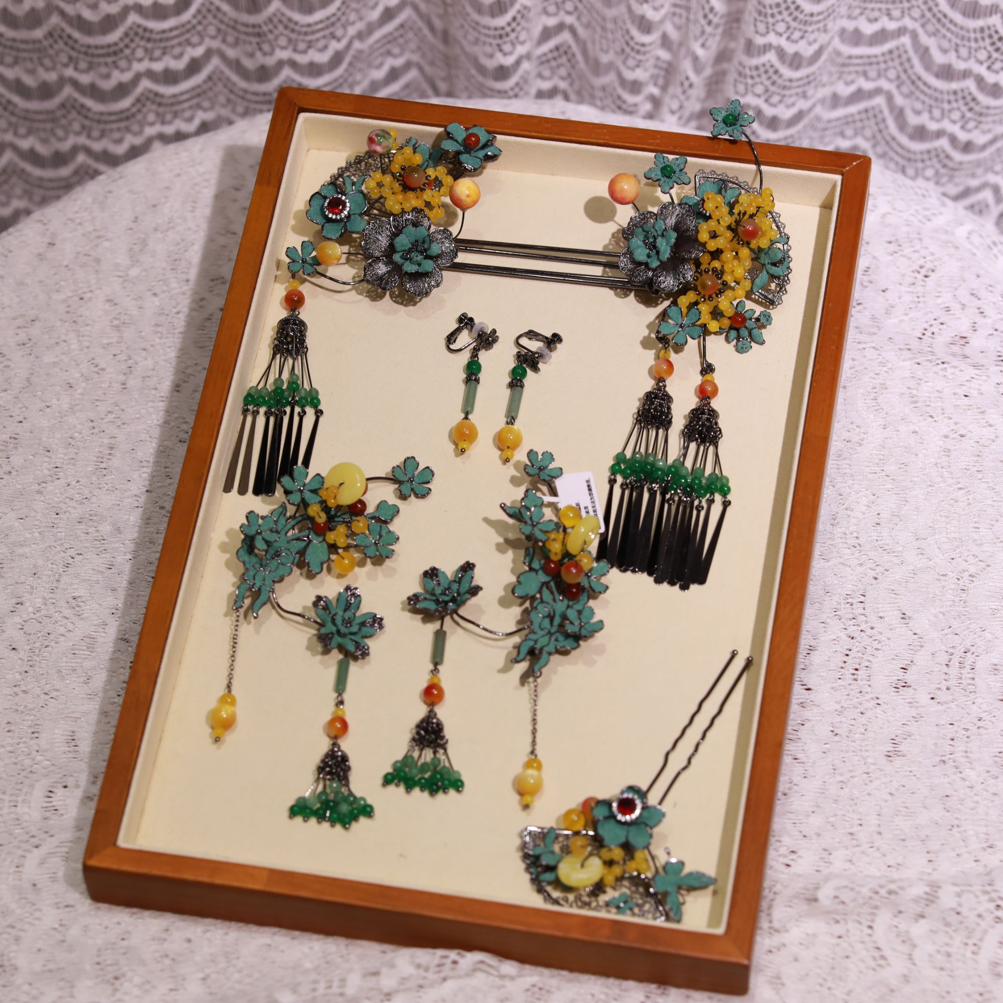 合金仿水晶婚庆饰品 13022新款ETE中式绿色气质款森系秀禾发簪