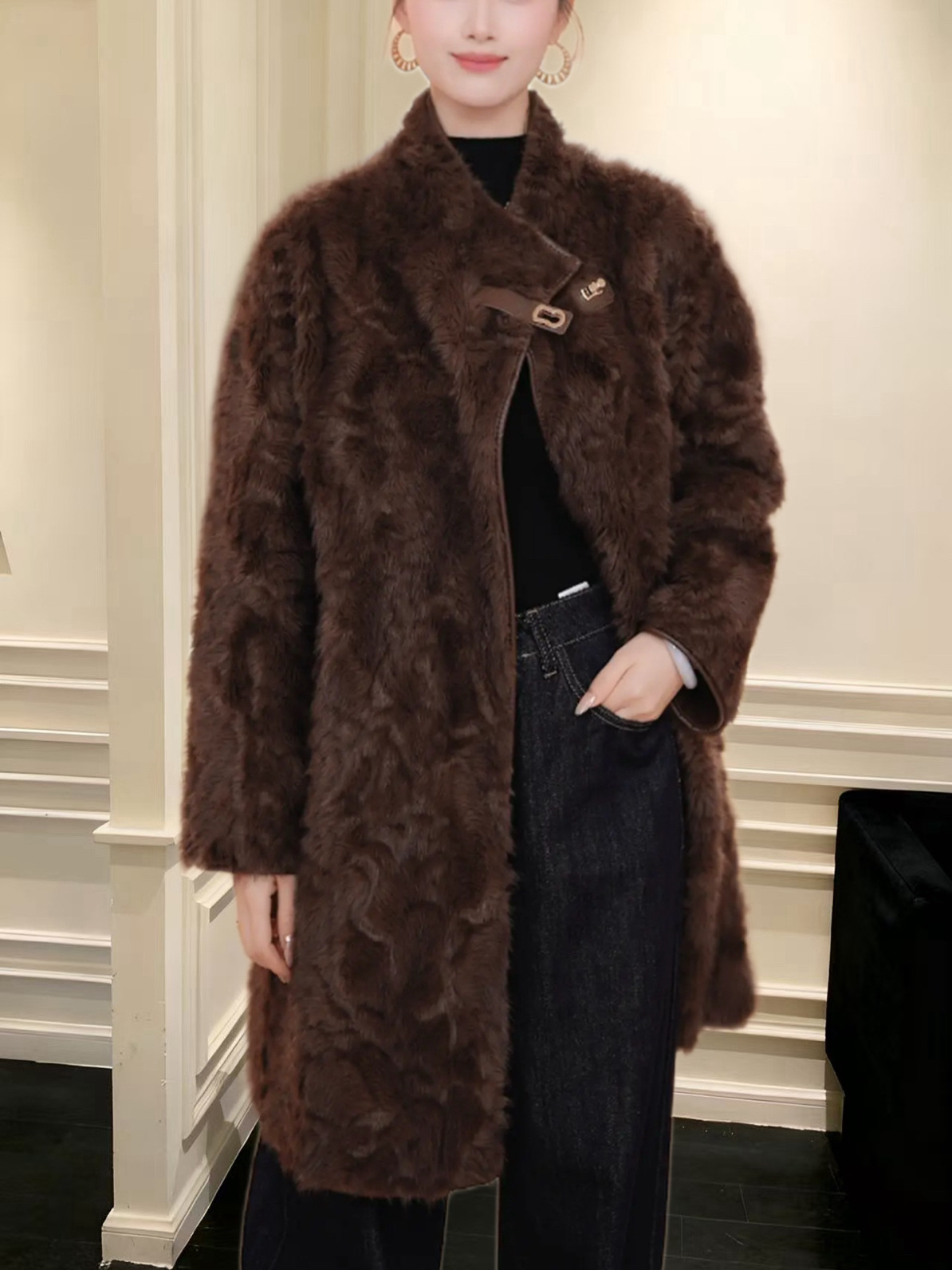 2025高奢复古双面双穿中长老钱风保暖时尚显瘦大衣