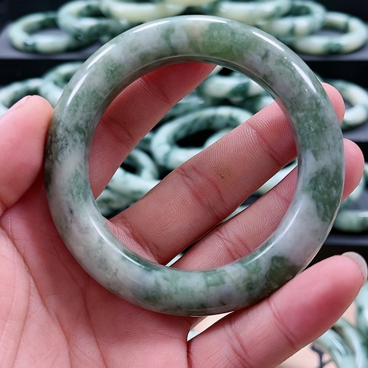 【闪购商品】透闪石-蛇纹石玉手镯银S925镶嵌