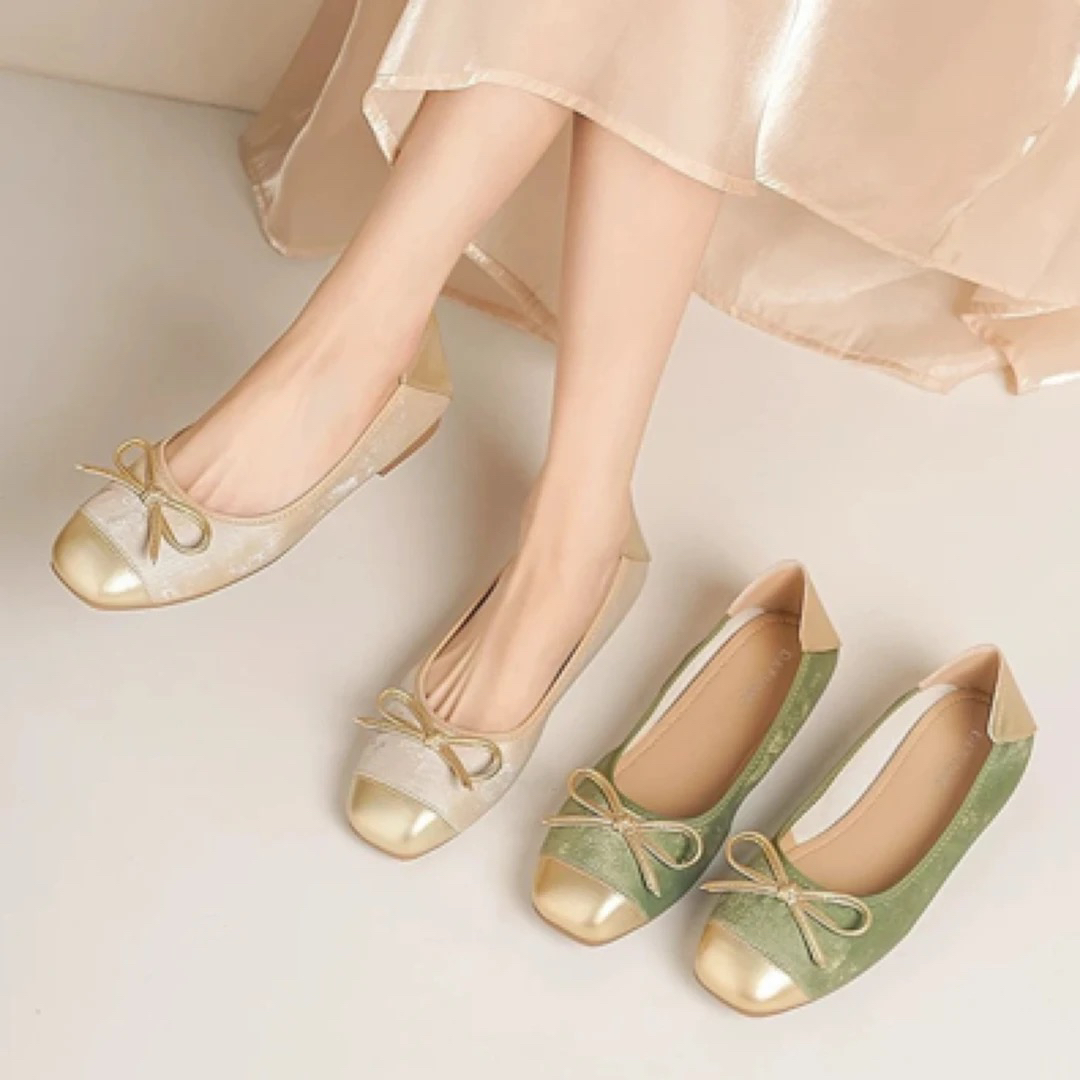 法式平底芭蕾单鞋女夏季2025新款软底一脚蹬蛋卷大码女鞋奶奶鞋