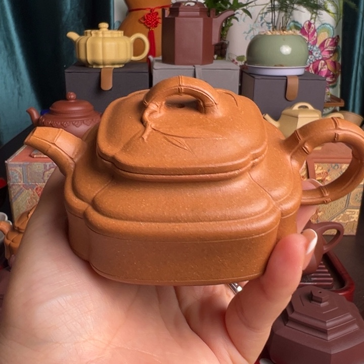 十***方茶壶紫砂段泥扁鼓微瑕