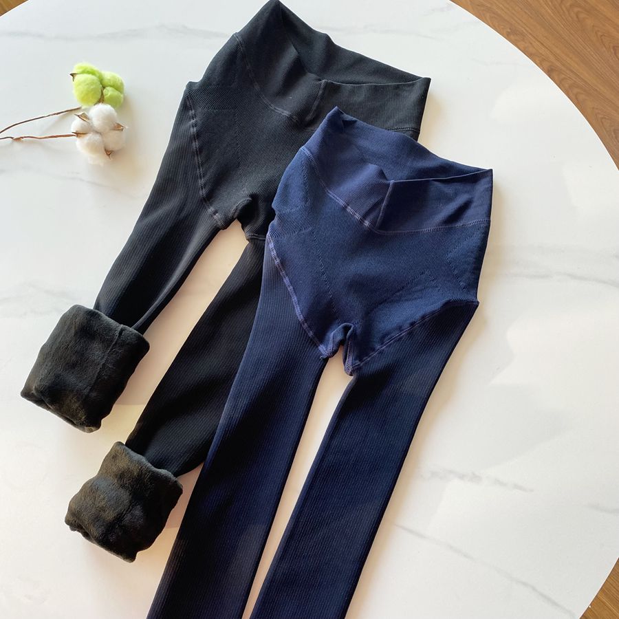 提臀收腹塑身美体裤加绒保暖打底裤竖条高腰连裤袜加绒踩脚0006