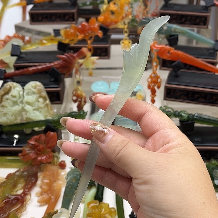 蛇纹石玉岫玉发簪未镶嵌