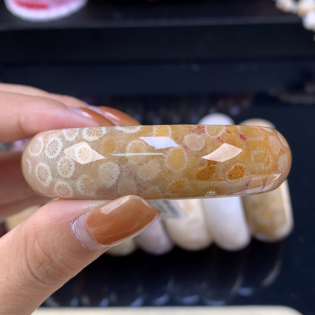 硅化珊瑚（珊瑚玉）未镶嵌颈饰精美手镯56口（34号）