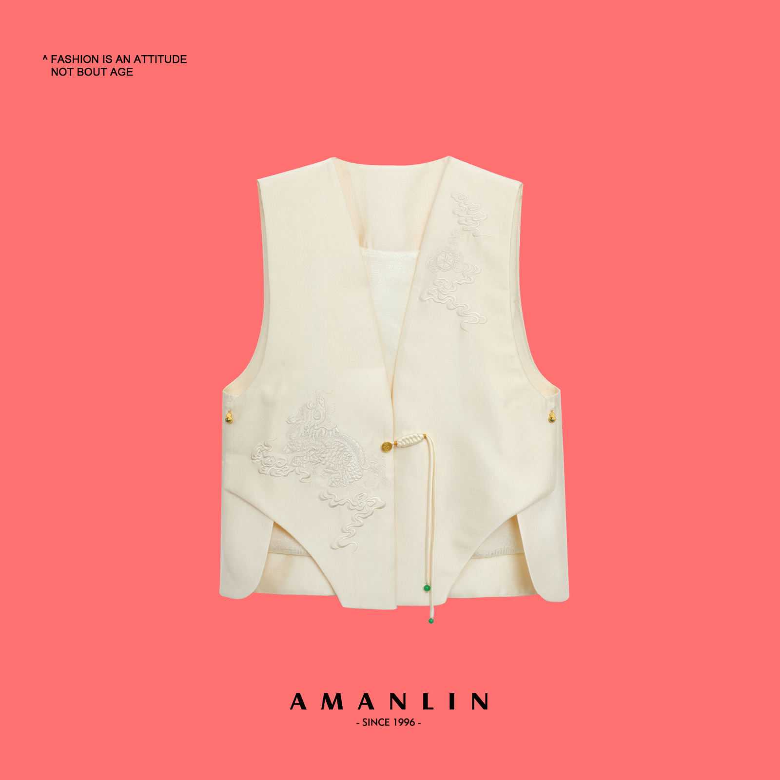 【AMANLIN】2024新中式国风立体裁剪盘扣刺绣马夹女-G00031