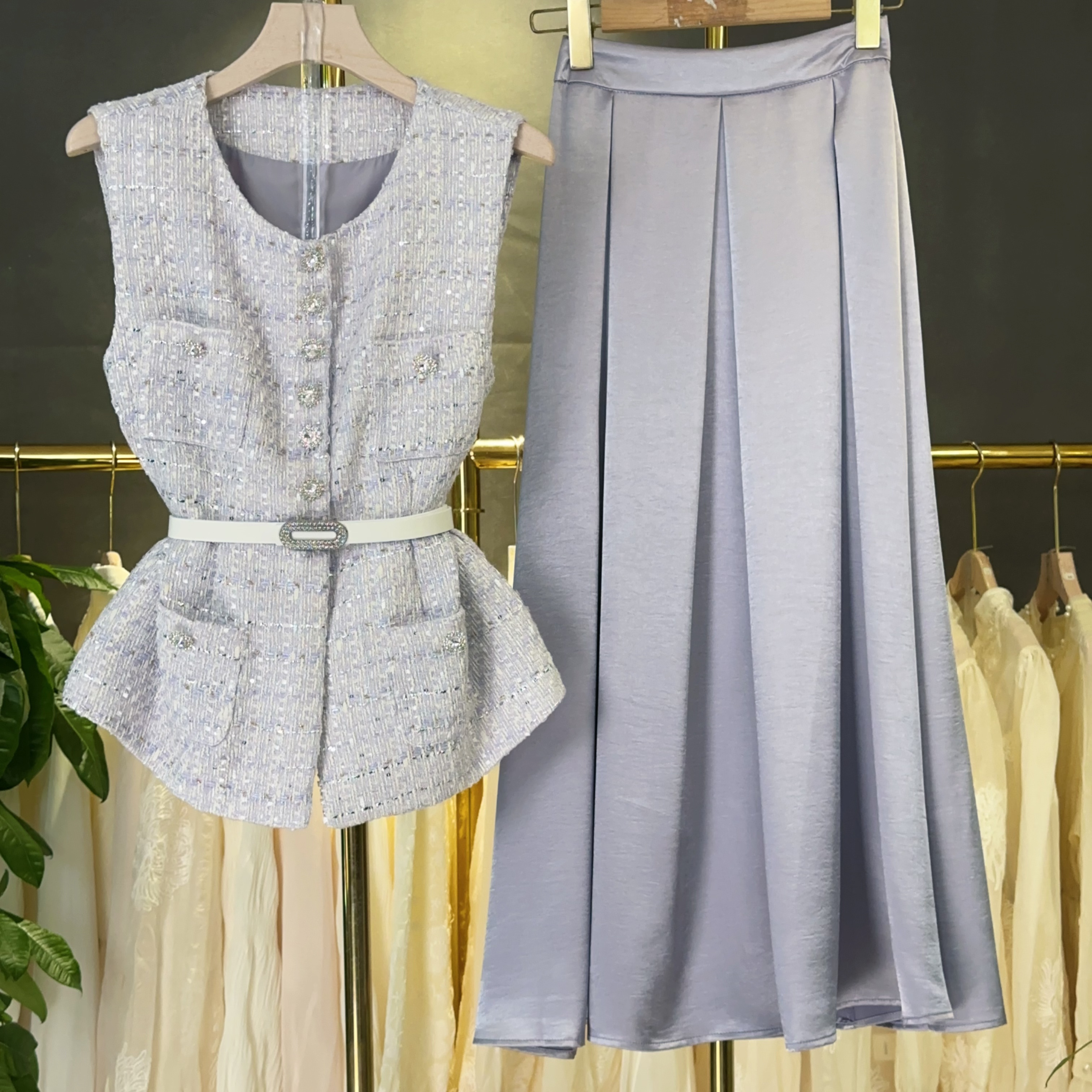 【RG5655】2025年新款气质长袖时尚休闲显瘦简约宽松纯色设计感套装